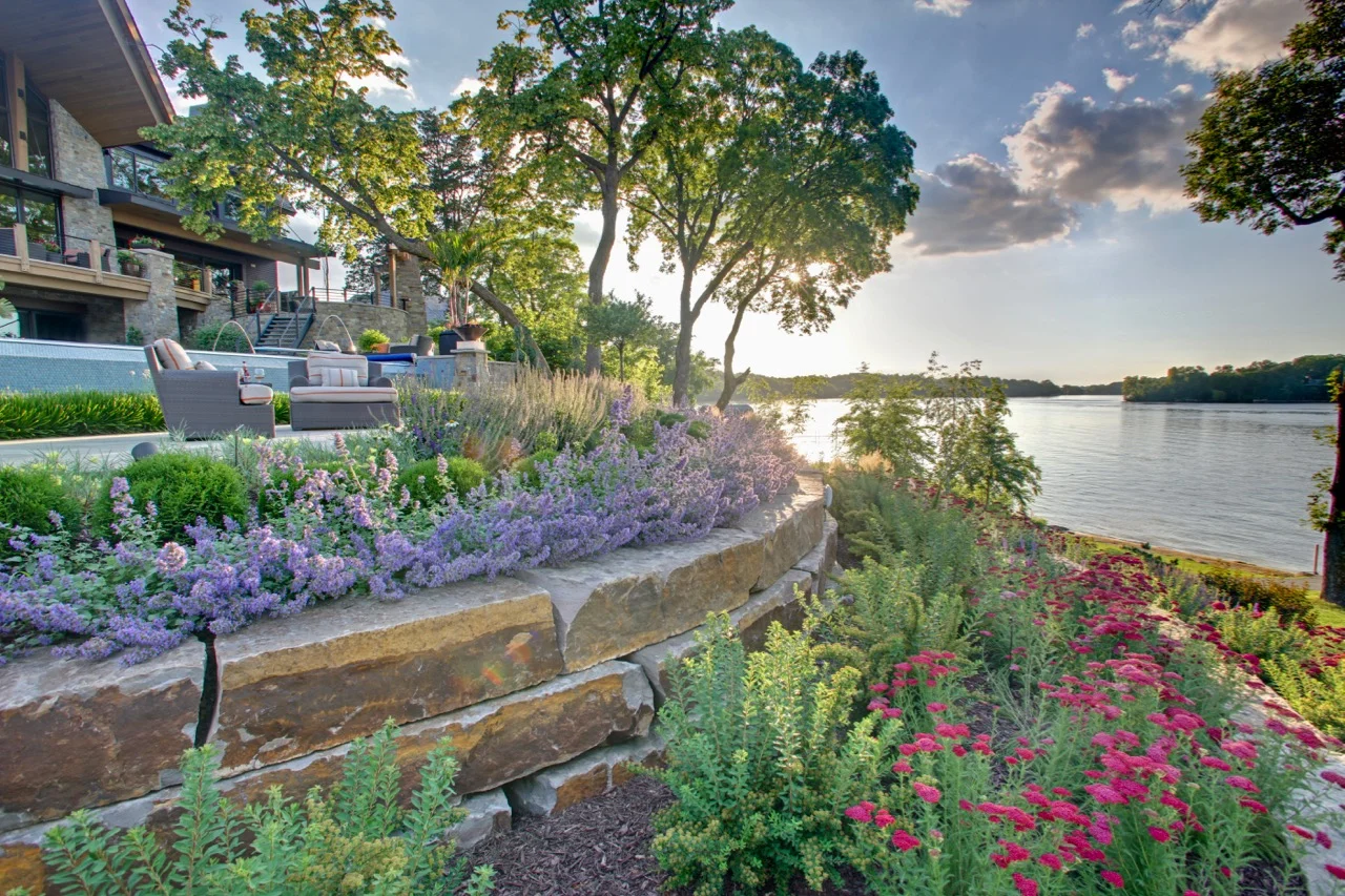 Mom's Design BuildLake Infinity Pool With Landscape Design