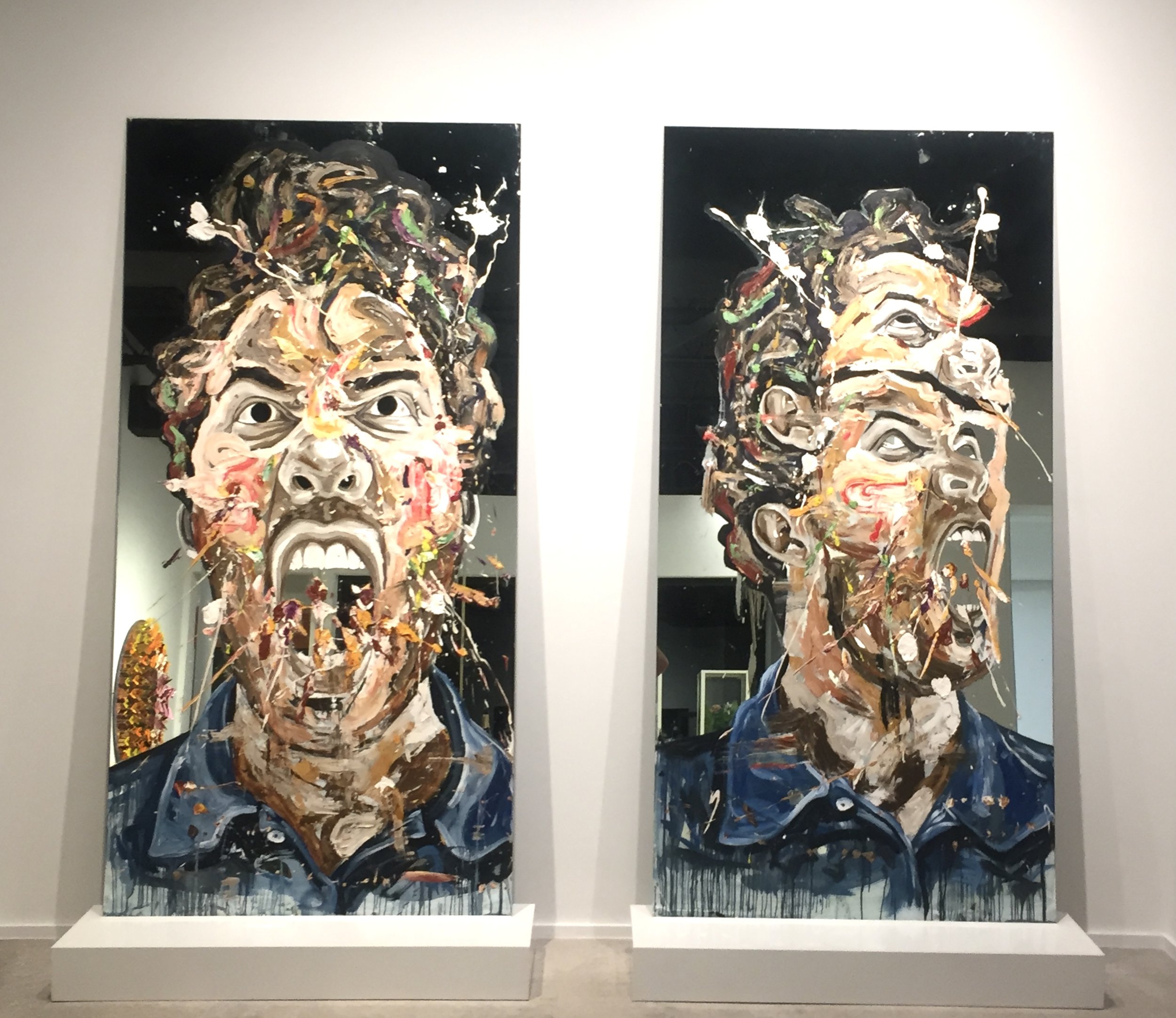    Study of a Scream I and II    2017  96 x 48 inches each panel  oil on mirror  Collection of the Artist 