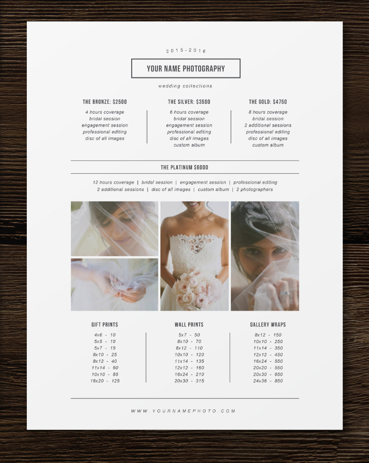 Price List Template Photographer Pricing Guide Wedding Price List