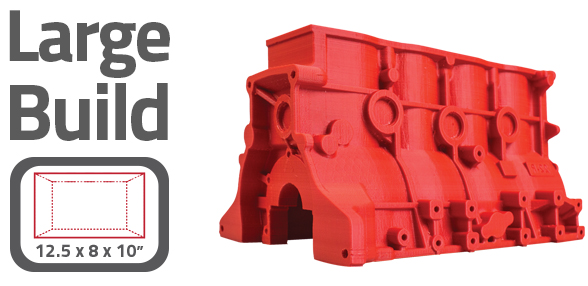 The AXIOM’s 1000 in³ build volume allows for very large 3D prints making it the ideal desktop solution for rapid prototyping and manufacturing functional products