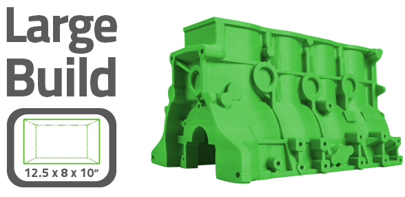 The AXIOMe’s 1000 in³ build volume allows for very large 3D prints making it the ideal desktop solution for rapid prototyping and manufacturing functional products