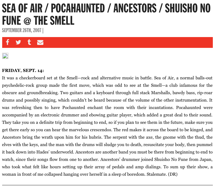 Article by Daniel Rolnik from September 26th, 2007 in L.A. Record