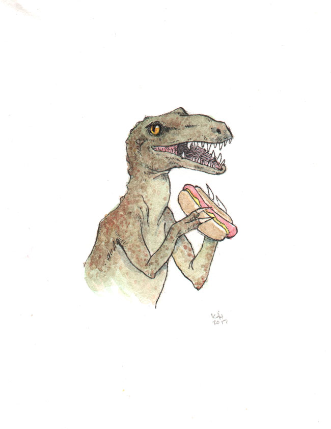 "Sunday at the Dino Weenie Roast (Raptor)" by Kat Philbin