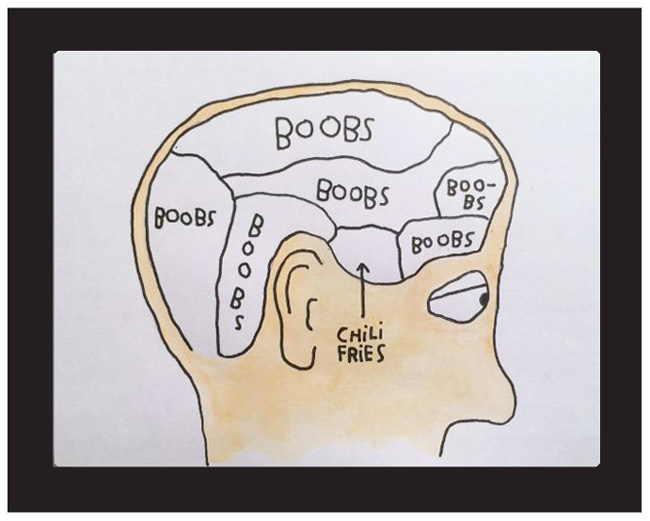 "Boobs, Boobs, Boobs, Chili Fries" by Kalen Dawson