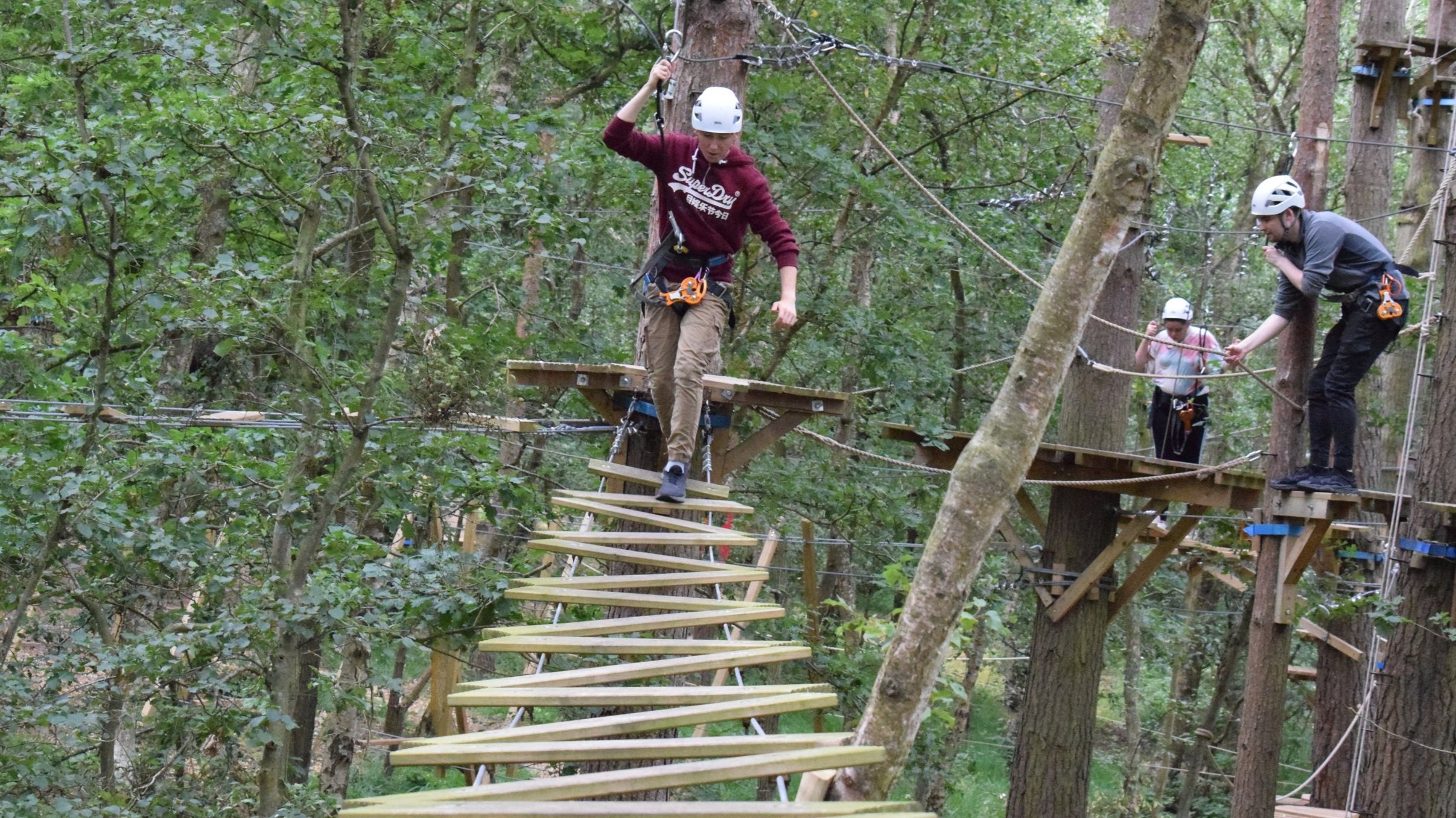 man on zig zag walkway