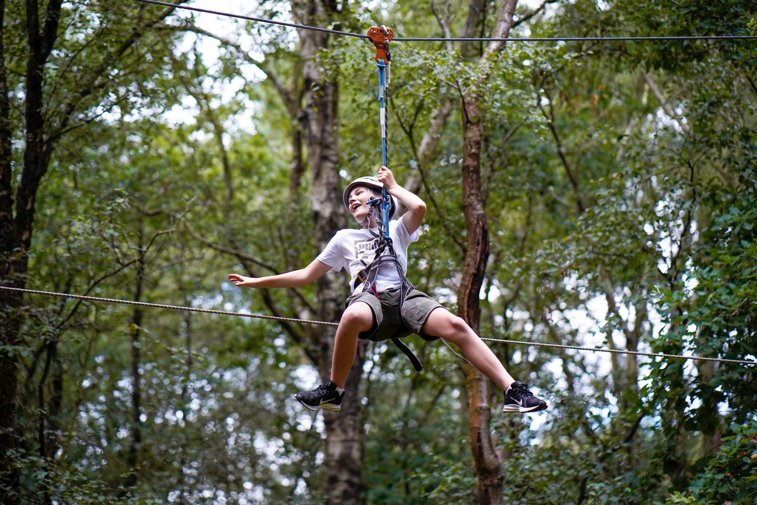 boy on zip wire