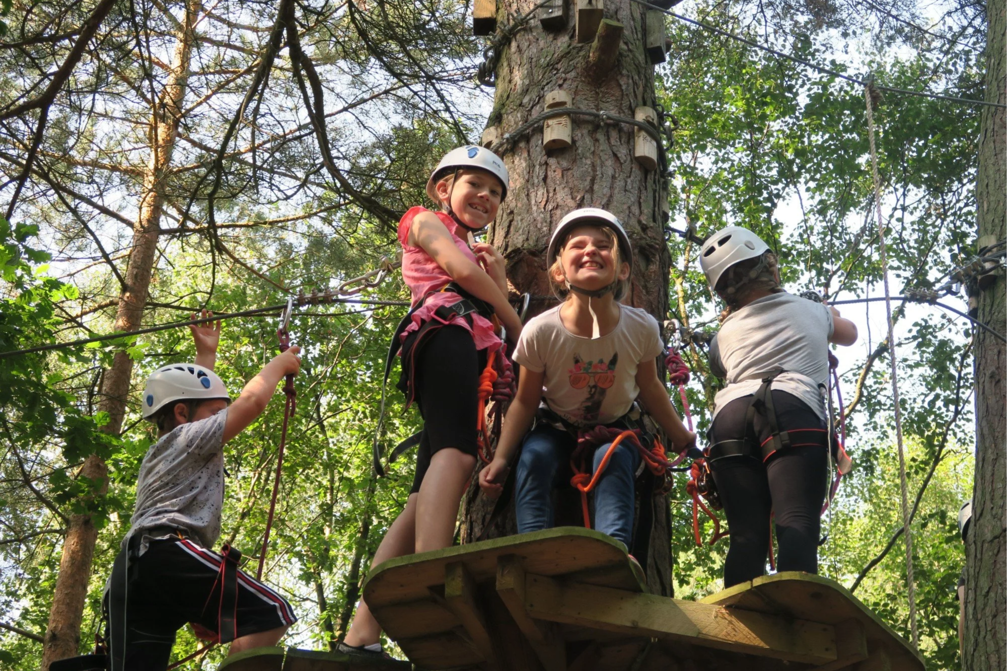 Primary school pupils enjoying a confidence-building outdoor trip