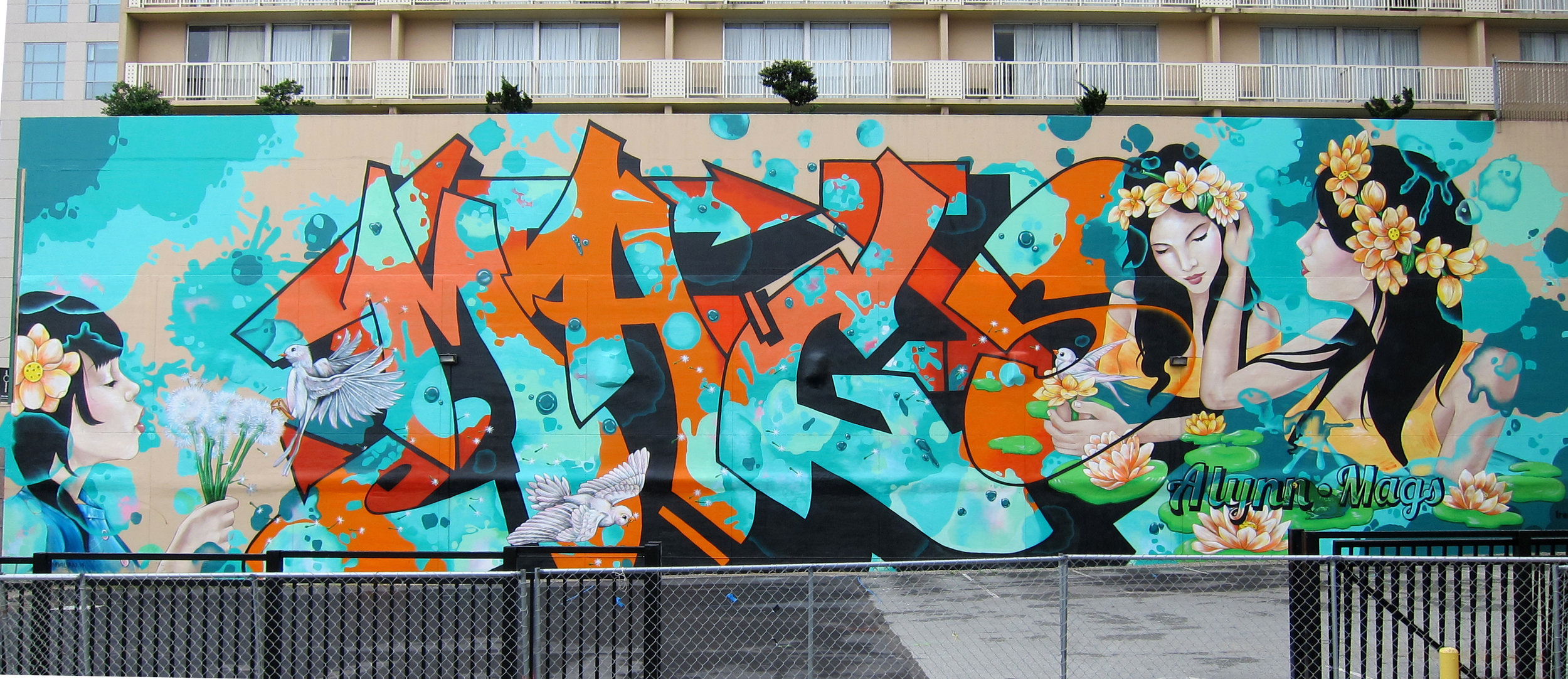'Live Outside' mural collaboration with Lady Mags in SF, CA