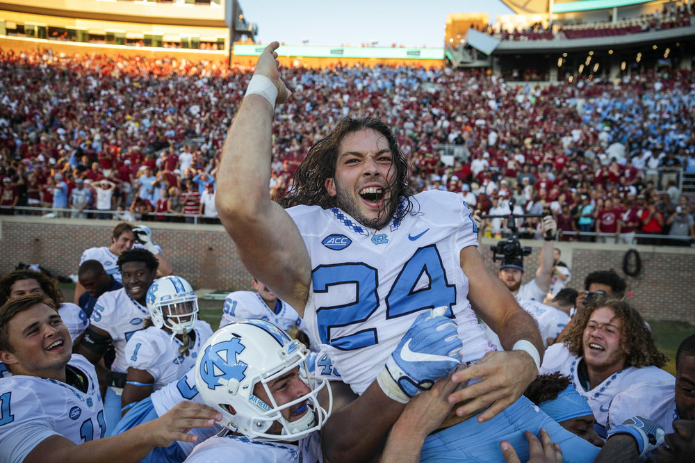 The UNC football team defeated Florida State 37-35 off a Nick Weiler career-high 54-yard field goal in Tallahassee, FL on October 1, 2016.