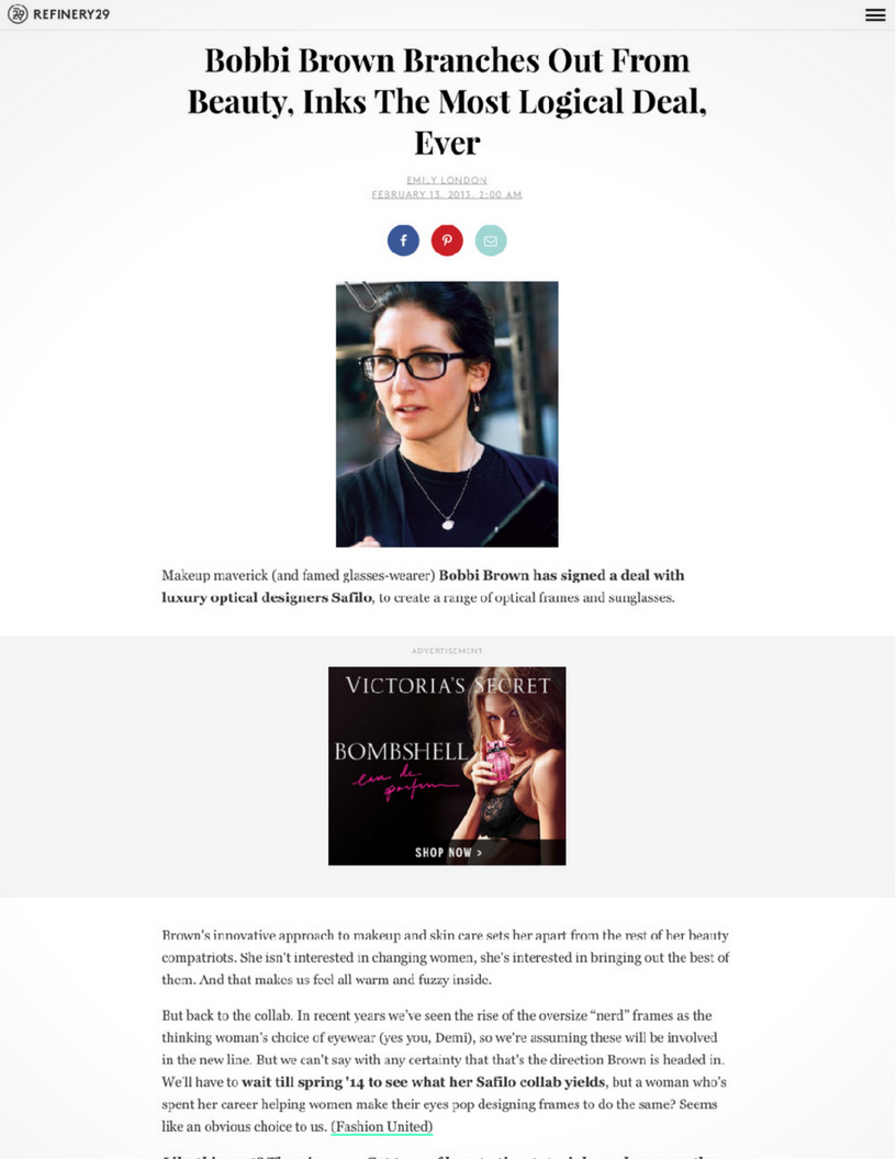 Refinery 29: Bobbi Brown Branches Out From Beauty, Inks The Most Logical Deal, Ever (Copy)