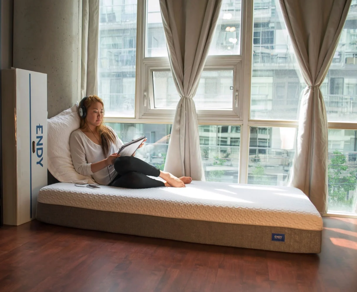The Endy mattress is very comfortable for sleeping and hanging out. You don't sink into the mattress, it feels like you are floating on the plush top.
