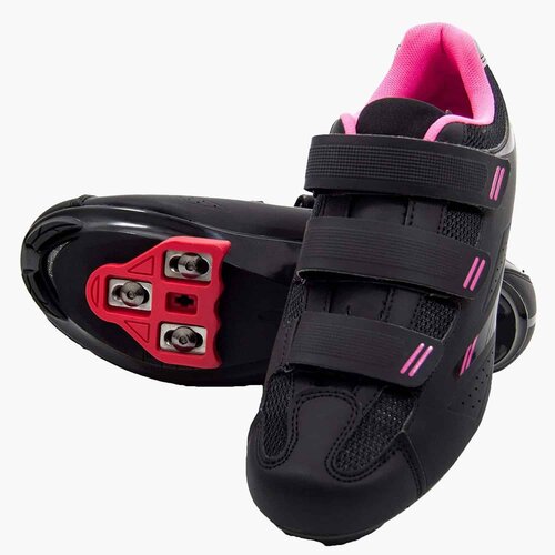 women tommaso Pista 100 with delta cleat, black-pink color cycle shoe bundle