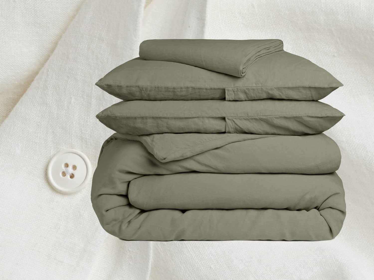 Parachute Moss and Cream Color linen sheets