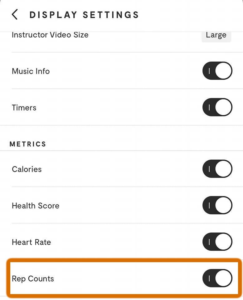 Come abilitare i conteggi delle ripetizioni sulle impostazioni dell'app Studio Mirror per i pesi