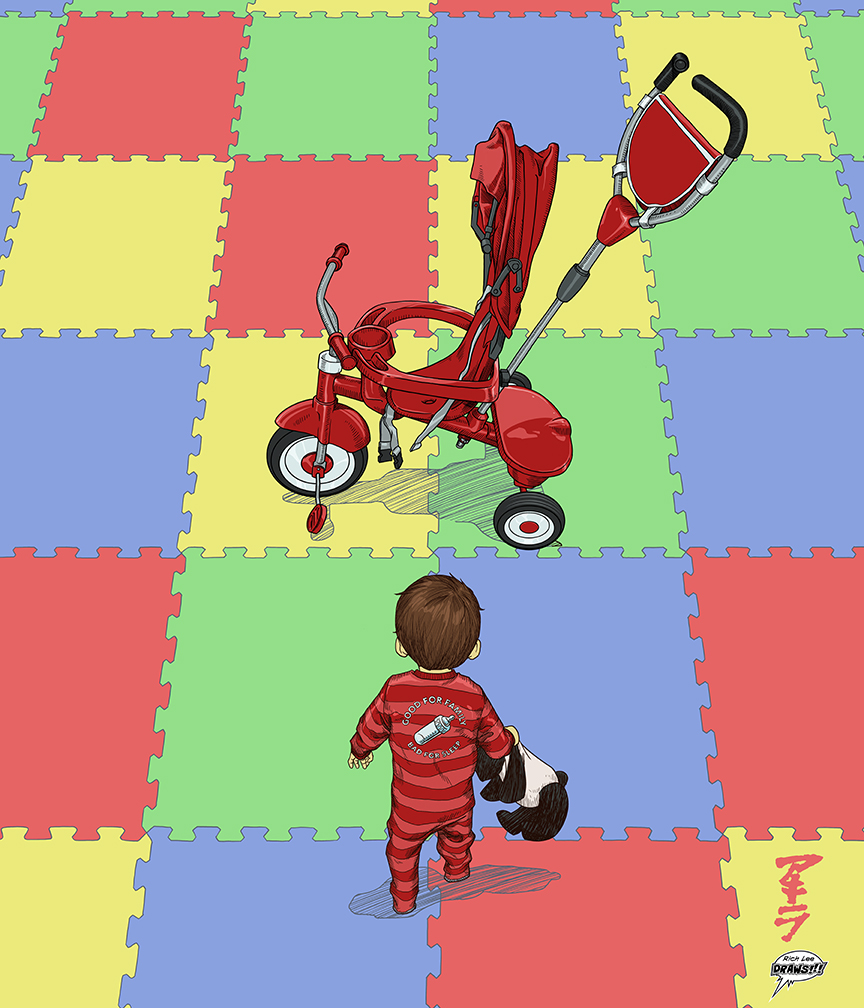 I'm a big fan of Katsuhiro Otomo's Akira. This was a drawing I made of my son when he was about 1.5 years old.