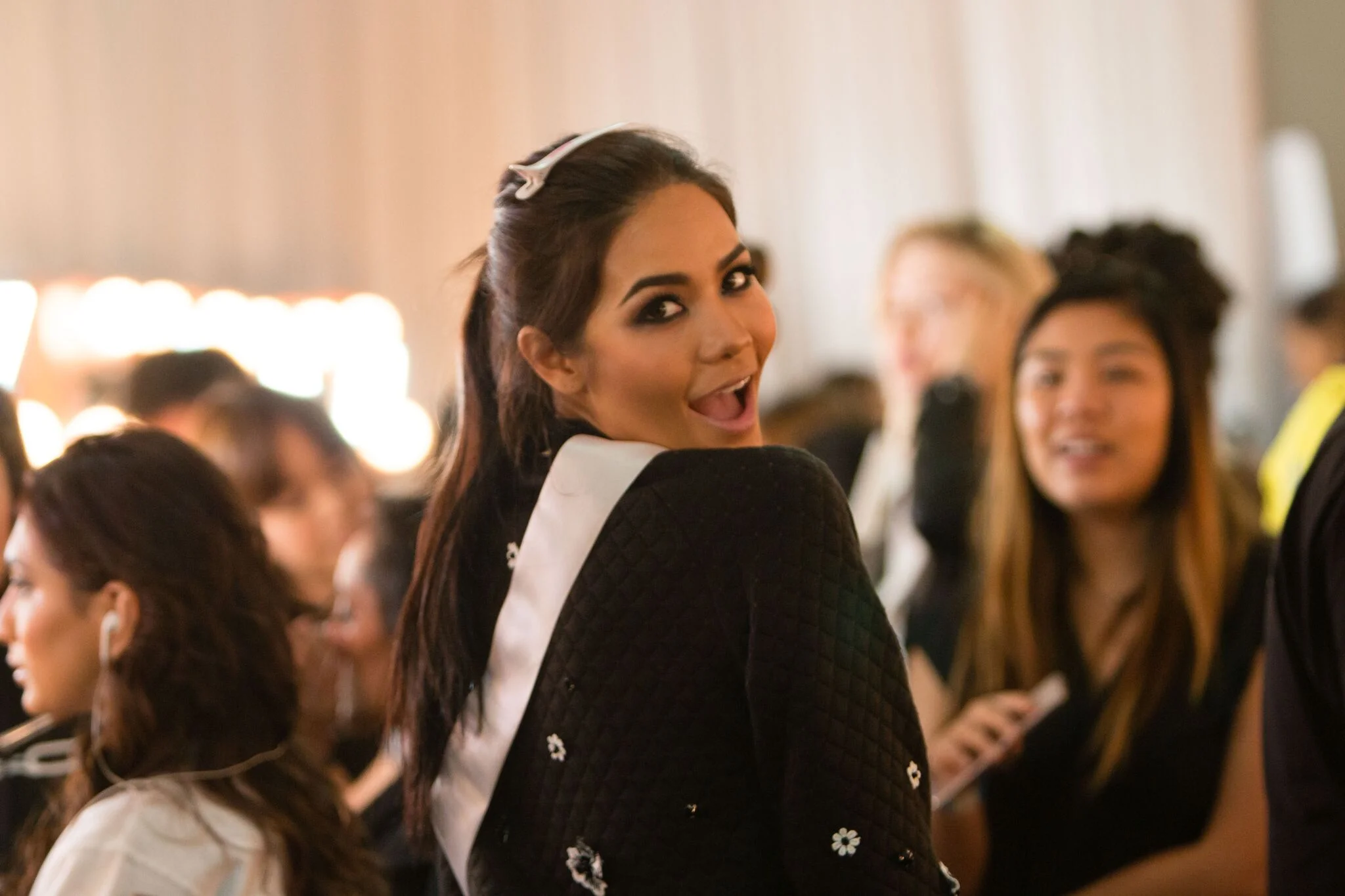 Miss Universe Thailand Chalita Suansane being bubbly for the camera during preps. She made headlines when she brought 17 pieces of luggage and won the hearts of Filipinos when she fabulously wore a barong.