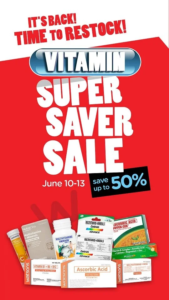 Up To 50% Off In Watsons Vitamins Super Saver Sale Which Starts Today!