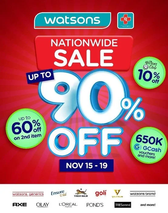 Get Up To 50% Off At Watsons Nationwide Sale on Nov. 15-19