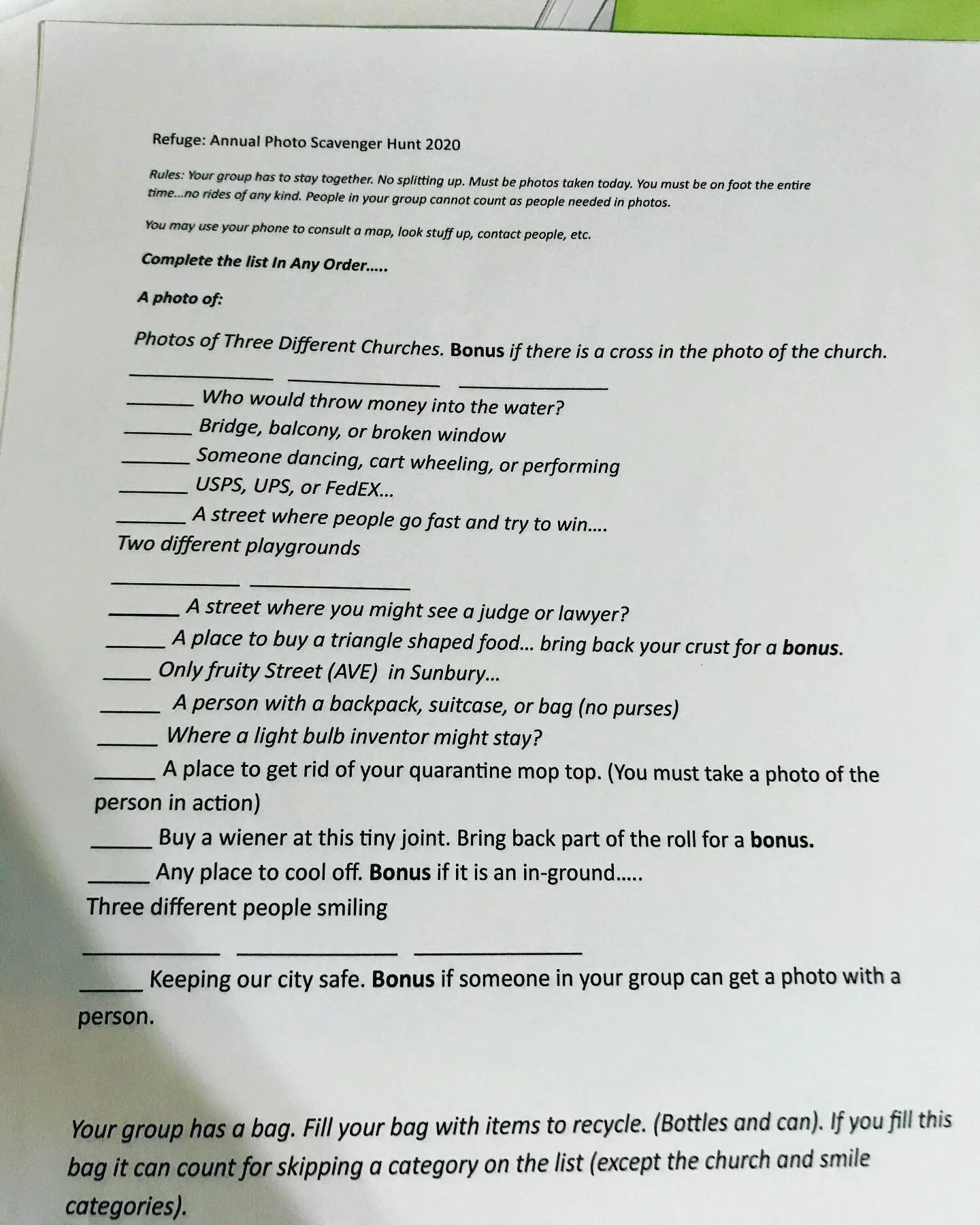 One of the highlights of the summer! Annual Photo Scavenger hunt! @sunburypa