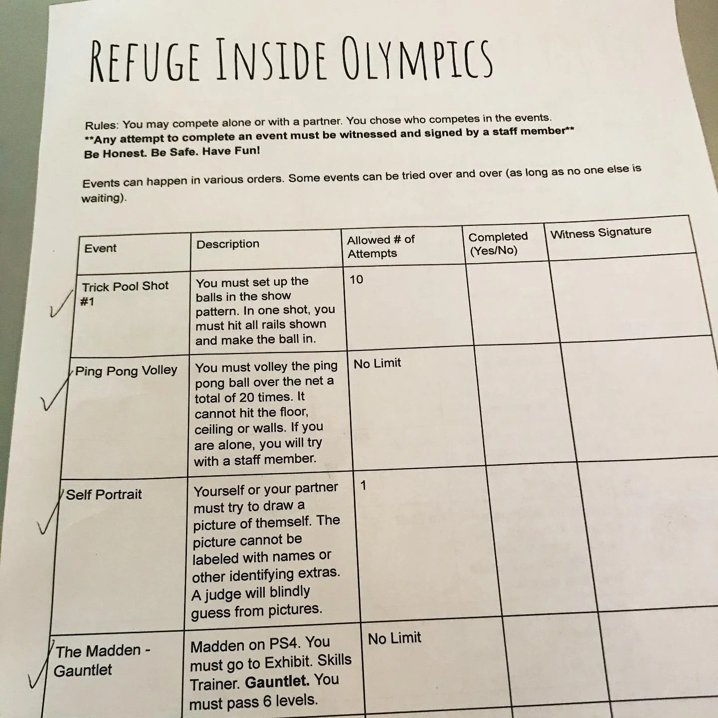 Today! Refuge Inside Olympics. Who can complete all the challenges? A nice mix...like a freshly tossed salad. Come try it out at any time. Open til 9pm #sunburypa  #youthministrygames