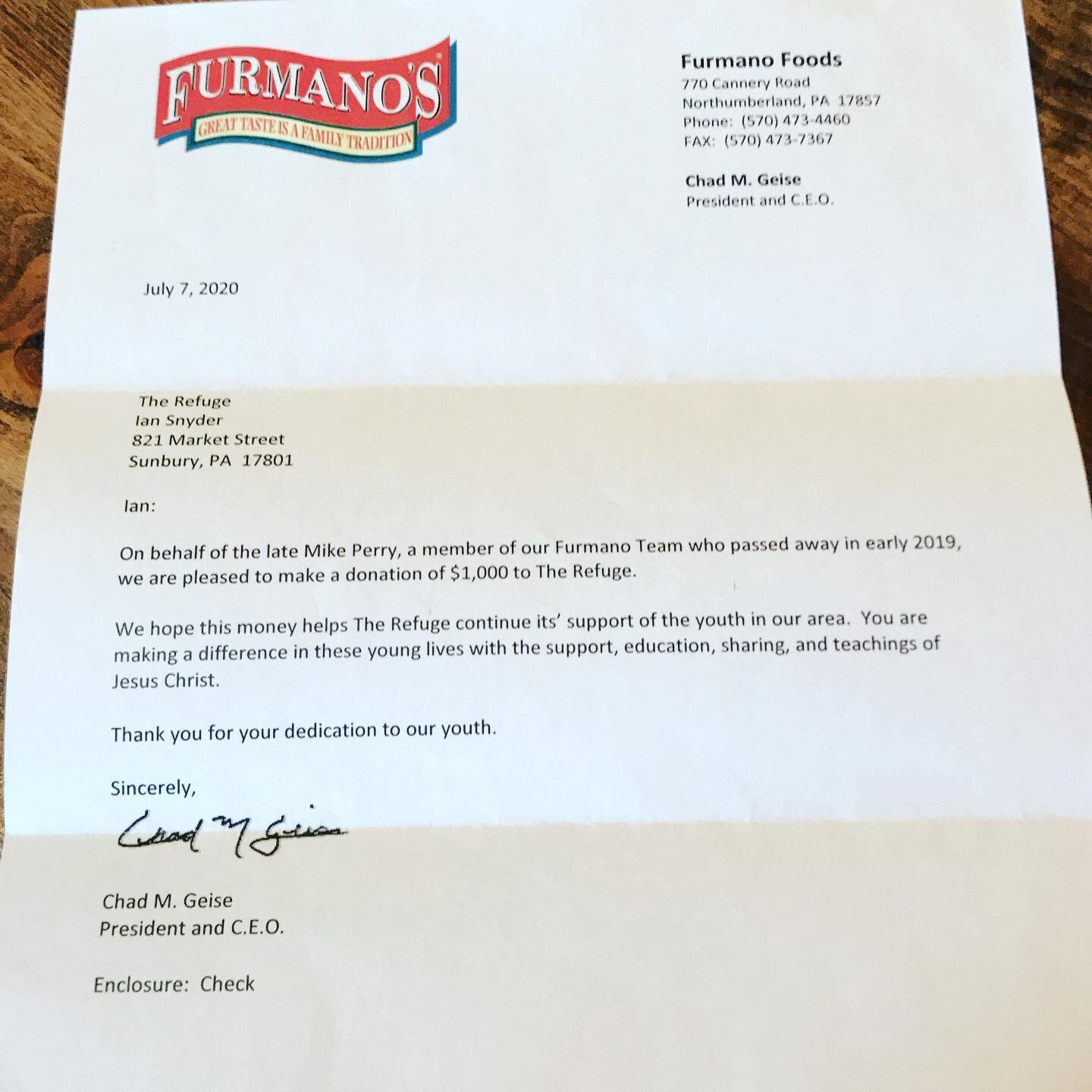 We need to share more Good News!#somegoodnews Thanks @furmano_foods @geise.chad Big thanks to Mike Perry and his family.