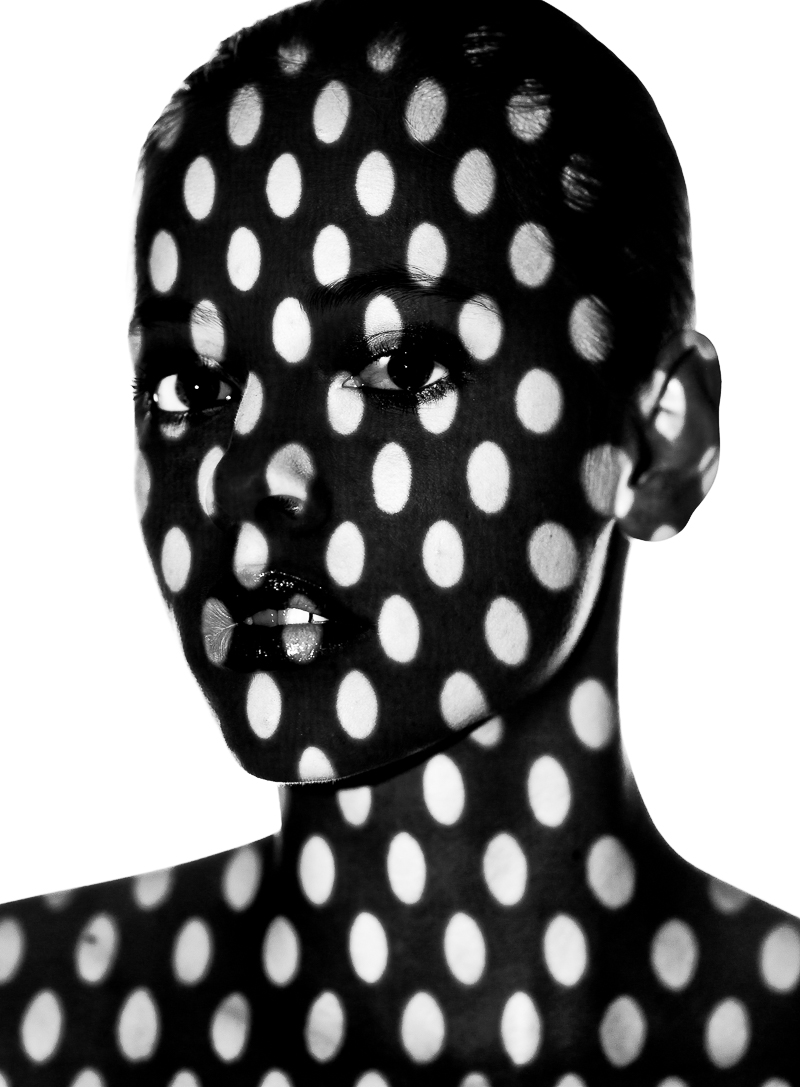 I projected scanned images of their high-tech fabric on top of the models face.
