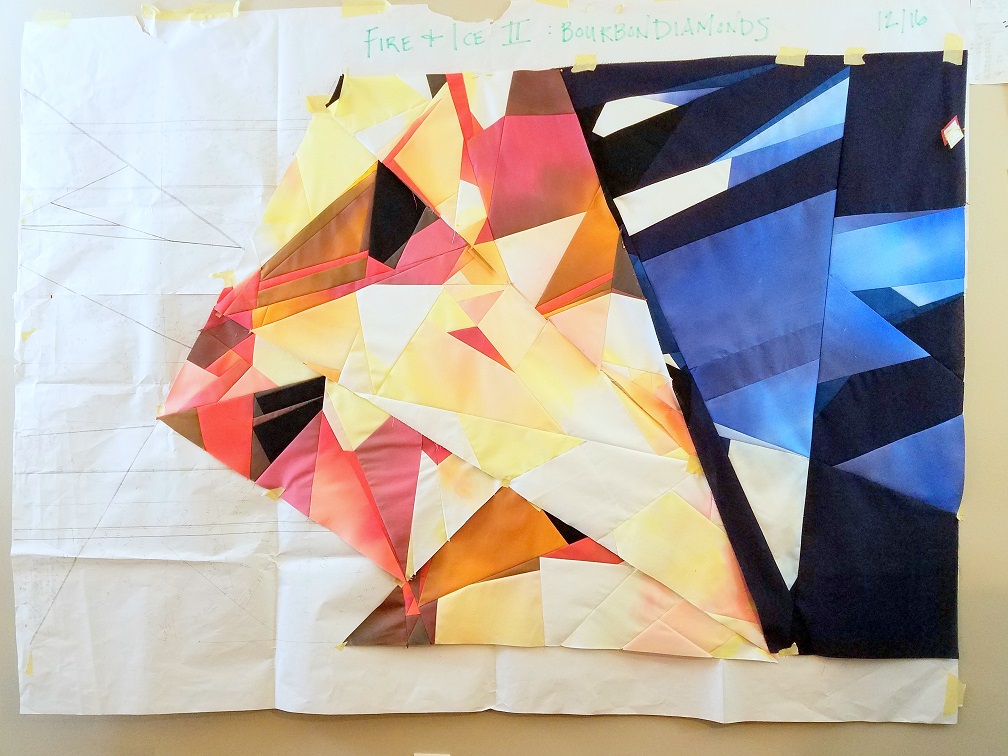 The titles of my pieces aren't usually settled until after I've had a chance to spend some time with them. The first working title for this piece was "Splash". Then I changed it to "Fire & Ice II" (as you can see above). The final title, "Old Fashioned New", was selected when I recognized that this piece contained lots of orange and cherry hues -- just like my favorite bourbon cocktail, the Old Fashioned.