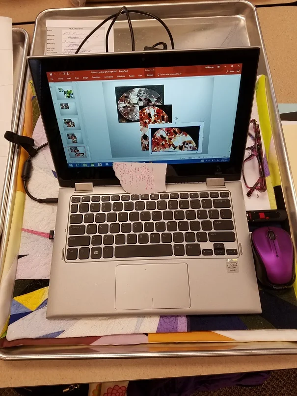 My "prep tray" for Treasure Hunting...laptop, wireless mouse, readers, and samples. Ready to go!