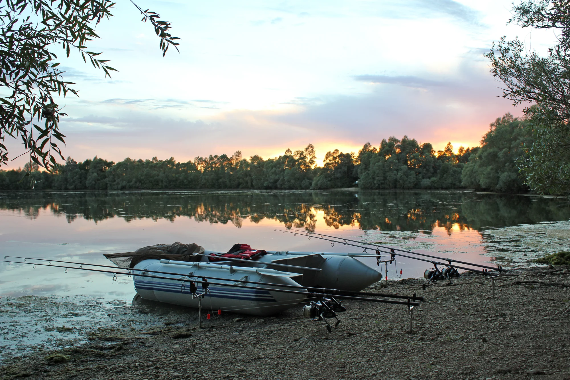 An inflatable boat is an essential tool for a lake like this