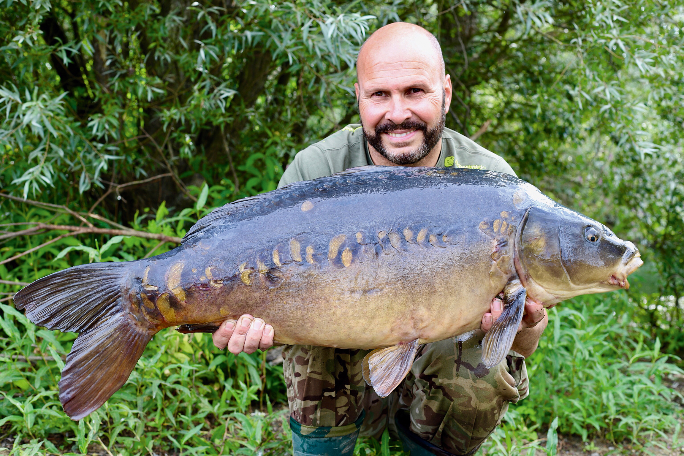 This carp was caught on a very short rig when fishing over a hard bottom, i.e gravel