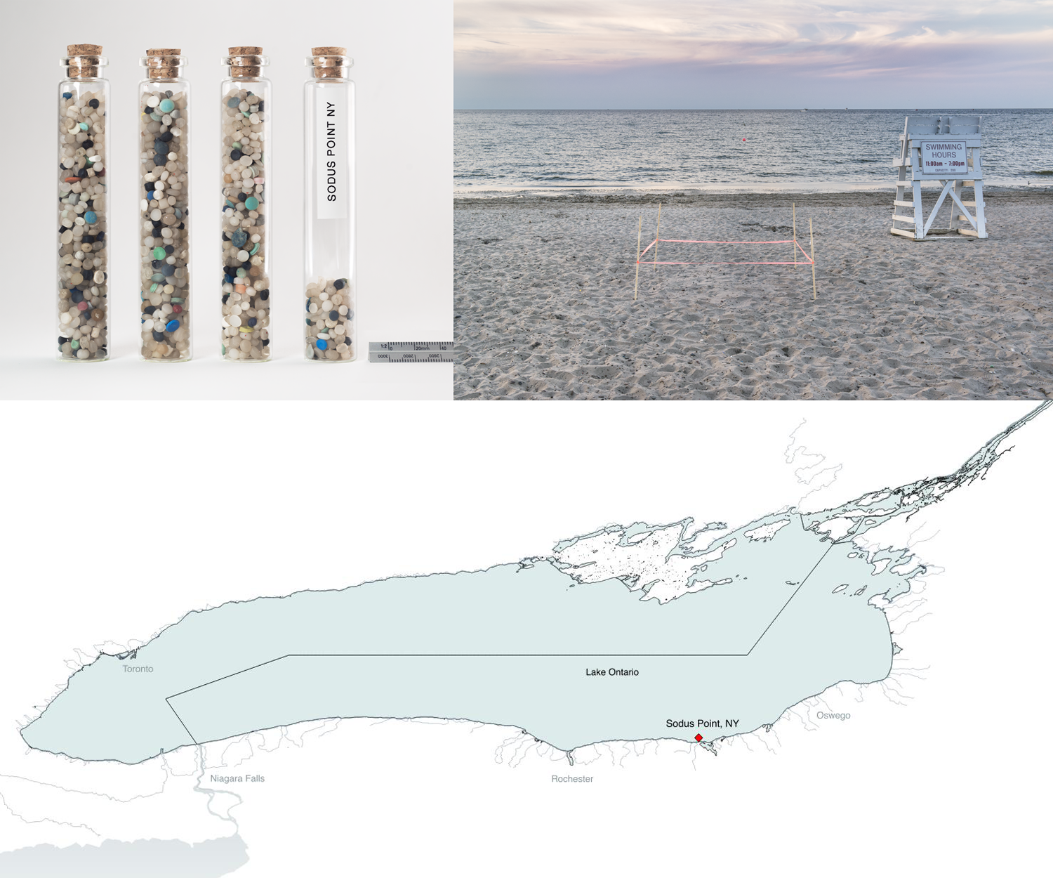 This work is an on-going project focusing on Lake Ontario. To date, Sodus Point had the highest concentration of nurdles found in a 6 ft x 6 ft radius in one hour. 