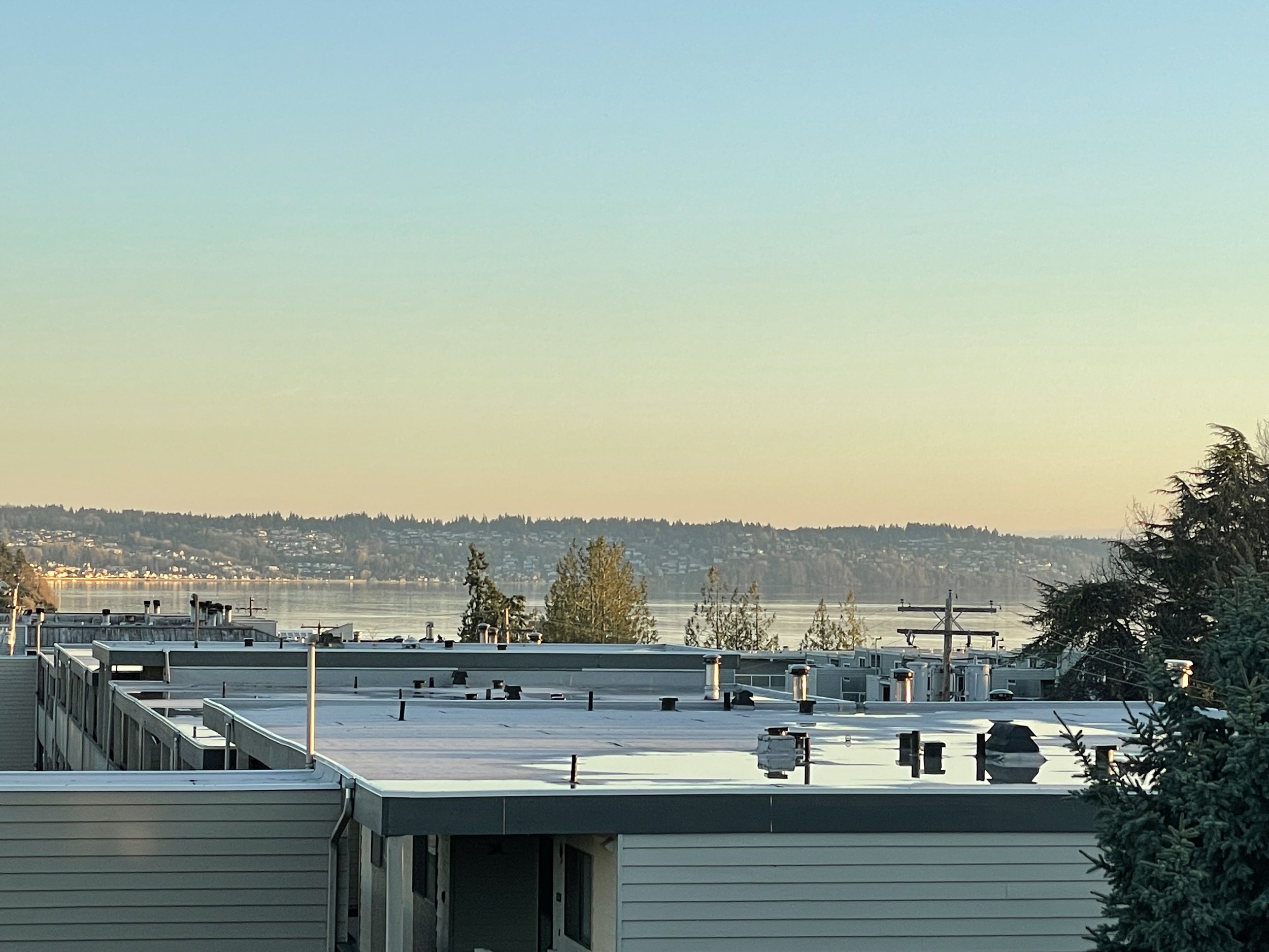  Sweeping views of Downtown Des Moines, Mount Rainier, and the Puget Sound.  Not only stunning sunset views, the sunsets fill the home with fiery-colored light. 