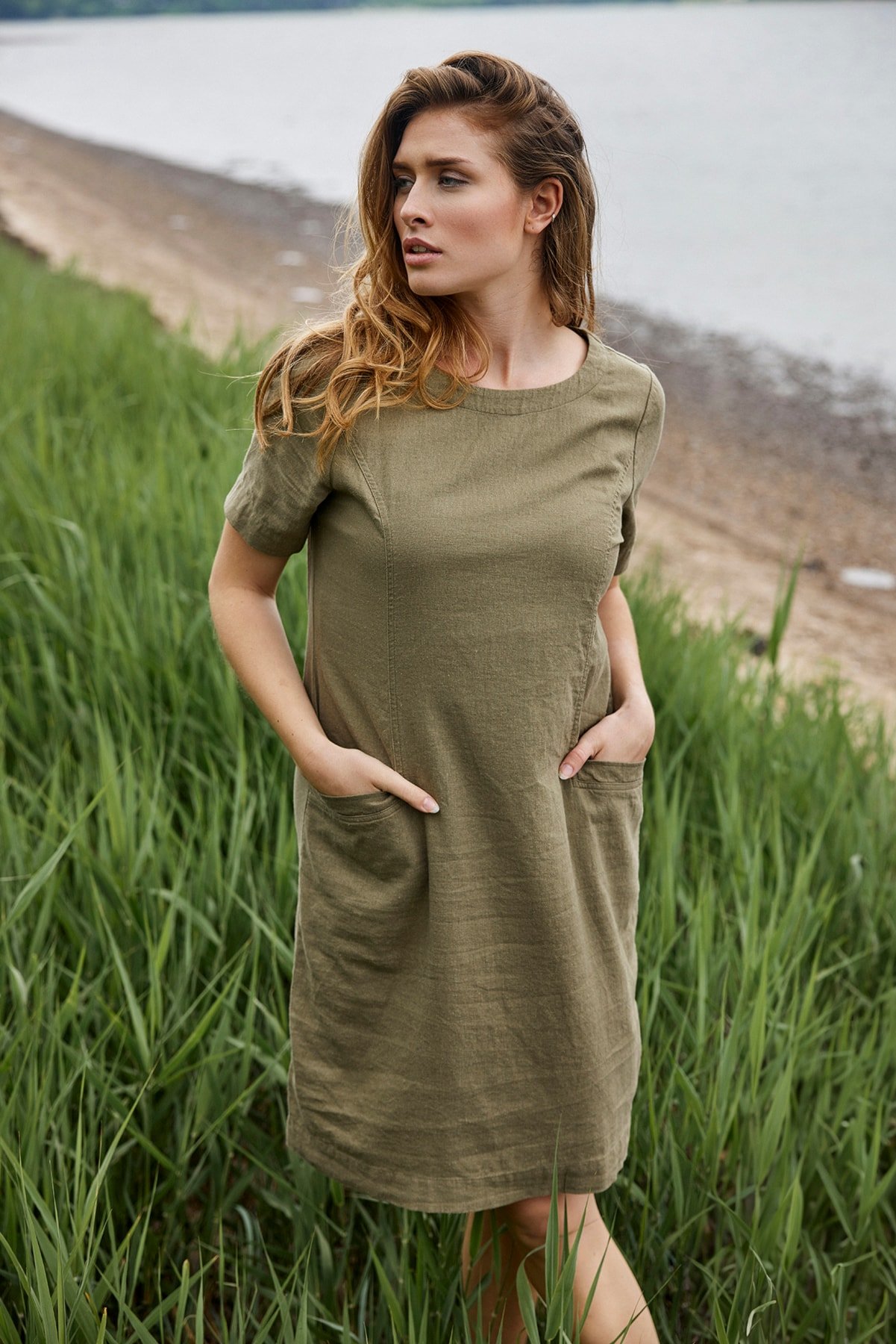 Klänning i Lin/viscose