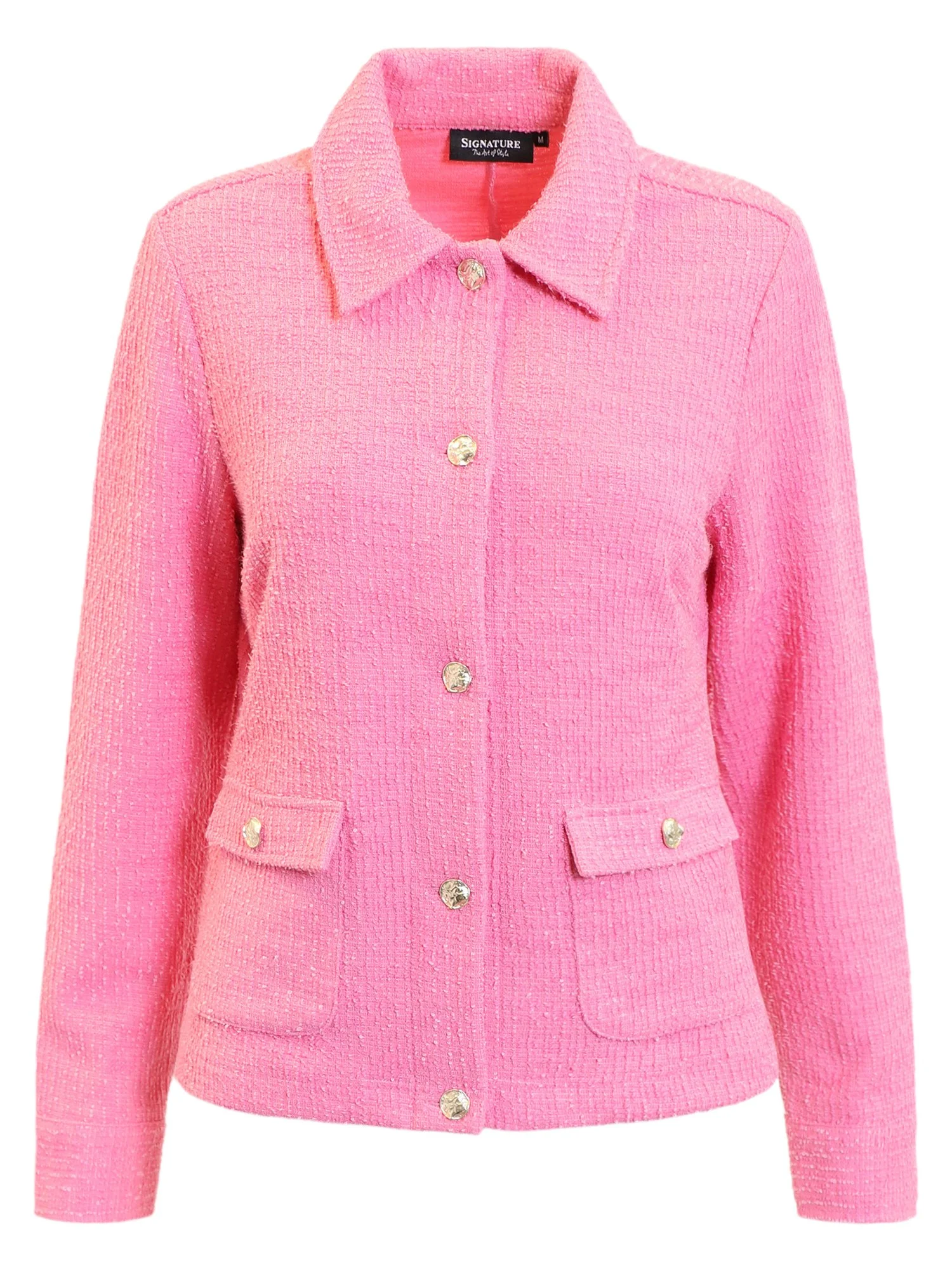 Elegant Rosa Jacka med Skimrande Knappar