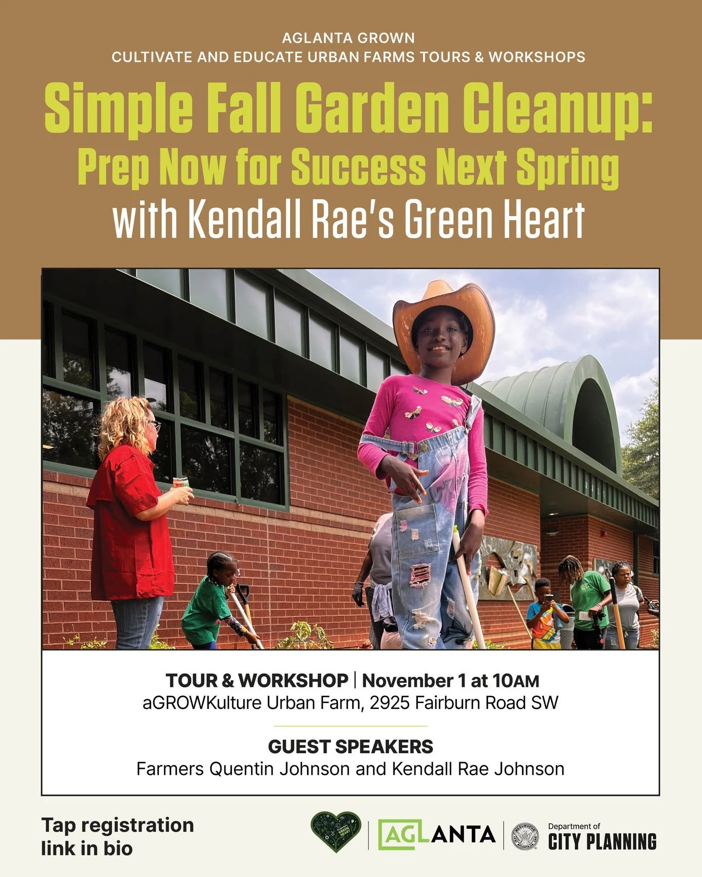 The Cultivate and Educate Farm Tours &amp; Workshop Series is back this Fall!

Head to aGROWKulture Urban Farm for Simple Fall Garden Cleanup with Farmer Quentin Johnson and Kendall Rae Johnson this Saturday, 11/1 at 10:00AM. 

Learn how to make your