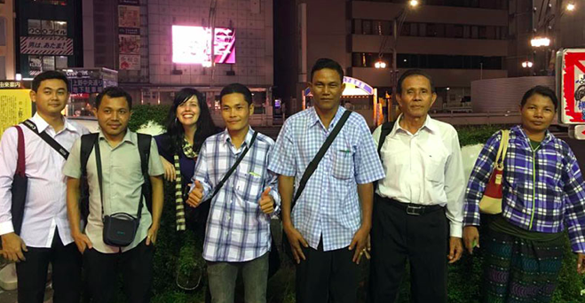 Katherine on an advocacy trip to Tokyo with community leaders from Myanmar and ERI staff in September 2016 (photo credit: Democratic Voice of Burma)