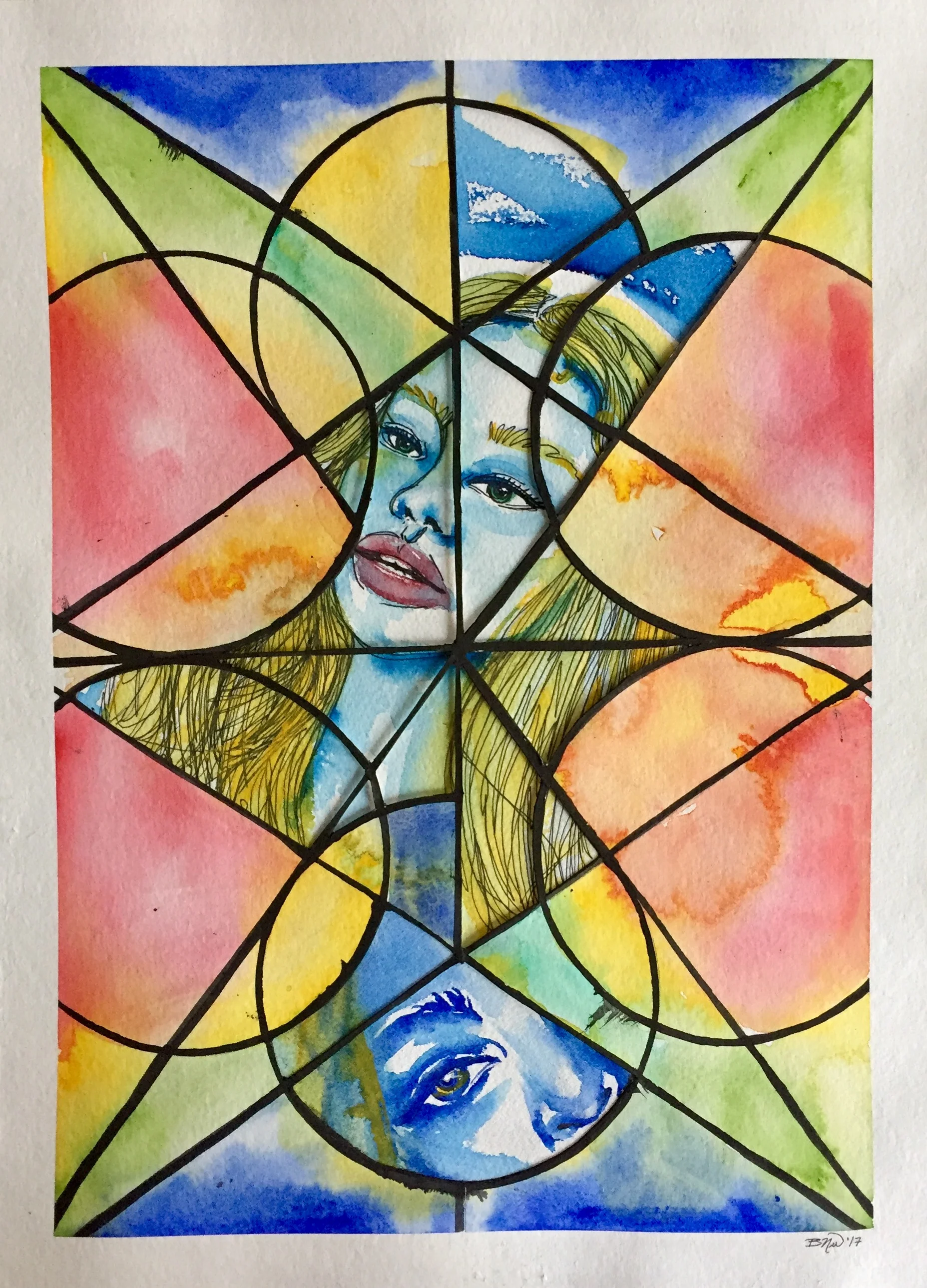 Glass Prism I 2017. Watercolor and ink collage on paper. 11 x 15. $100 - SOLD