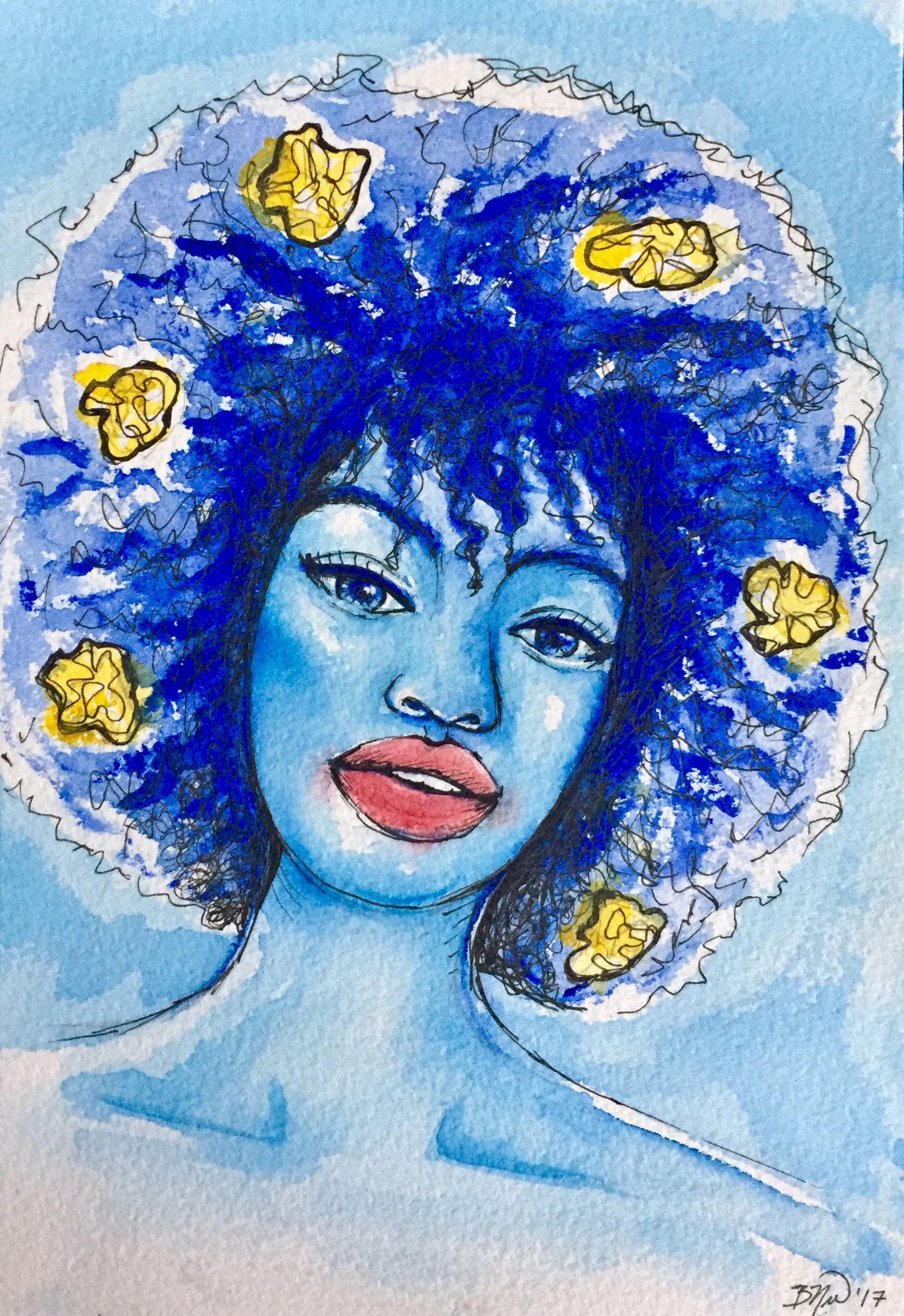 Hope 2017. Watercolor and ink on paper. 6.25x9. $60 - SOLD