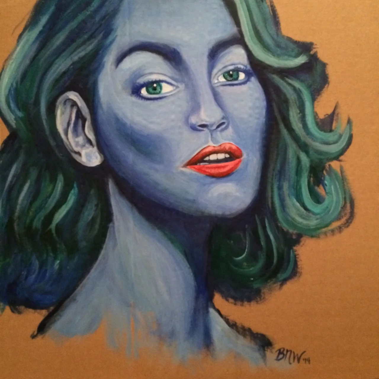 Woman in Blue 2014. Acrylic on cardboard. 20 x 20.