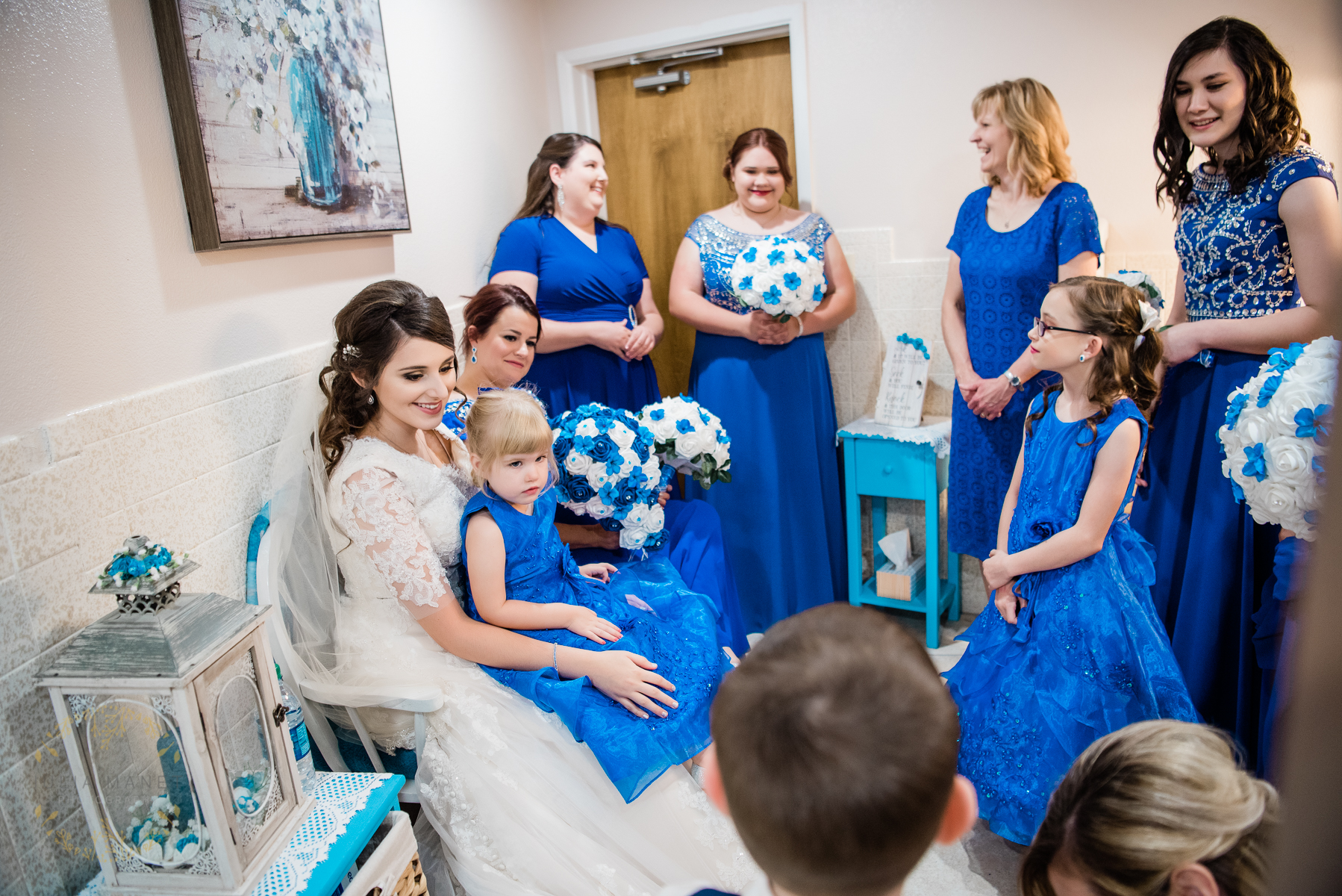 All the women crowded into the bathroom to hide before the ceremony started.