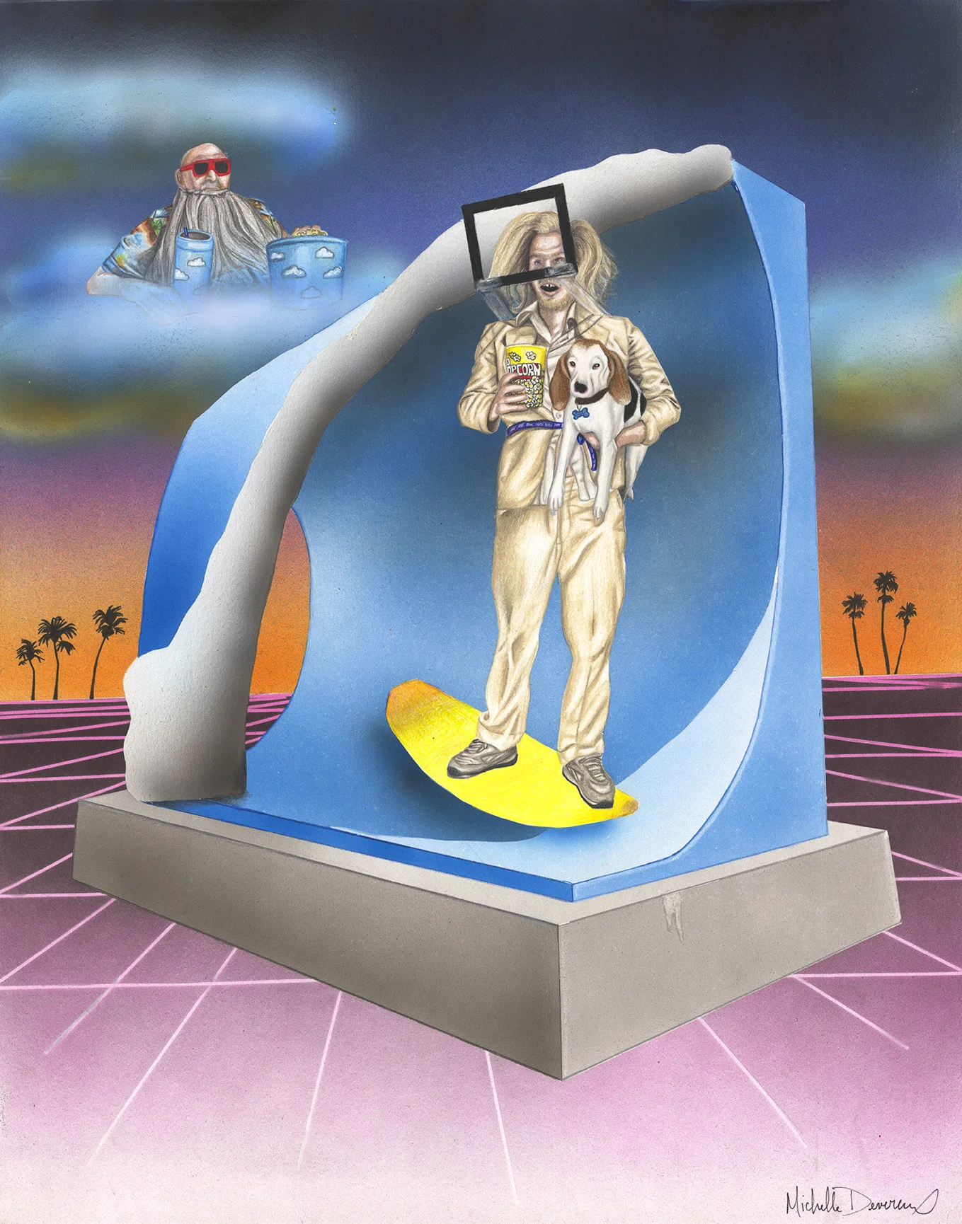 Film poster for Max Juren's movie "The Third Person" Colored Pencil and airbrush on paper. 2011.