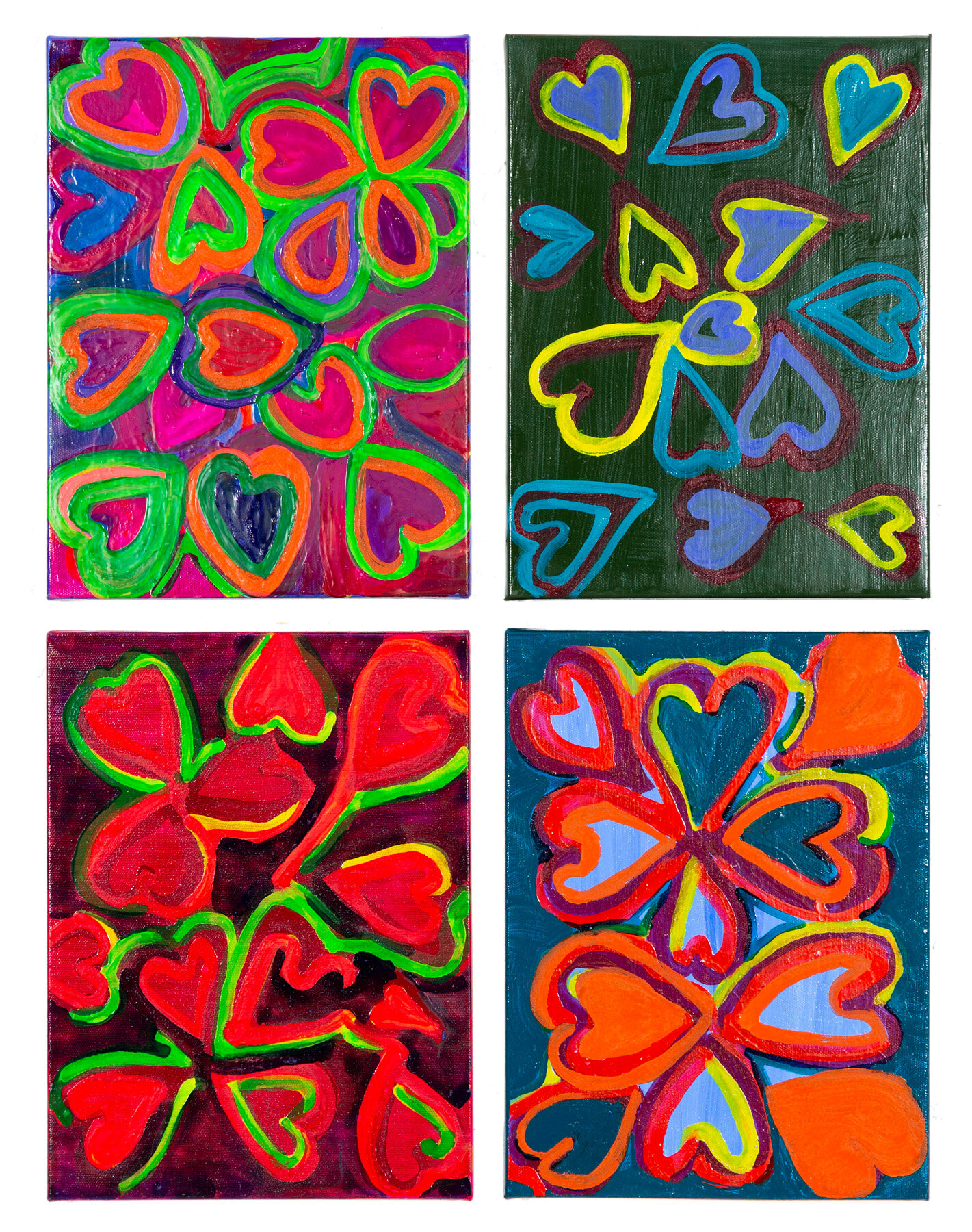 4 Colored Hearts