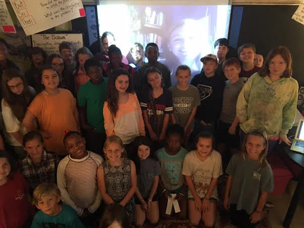 What a great Skype visit -- here I am looming like Big Brother with 5th and a few 4th graders in Puckett, MS!