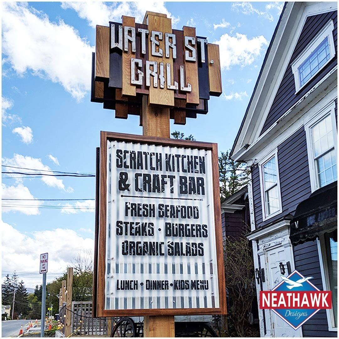 2019 Restuarant Sign
Materials:
5 types of wood - Sepela, Cherry, Oak, African Wenge, Cedar Post
Plasma Cut Stainless Steel letters
Custom welded brackets and powder coated
Wood prepped like a boat to ensure years of looking great!
Location: Williams