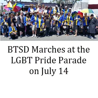The Temple Marched in the LGBT Pride Parade with Our Taiko Group on a Float -- and Sensei Drove