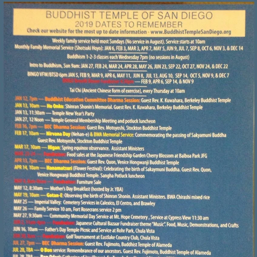 Fridge Magnets for Key Temple Dates in 2019
