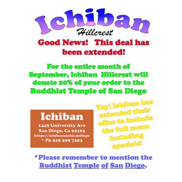 Ichiban Hillcrest Extends Full-Menu Fundraiser through September