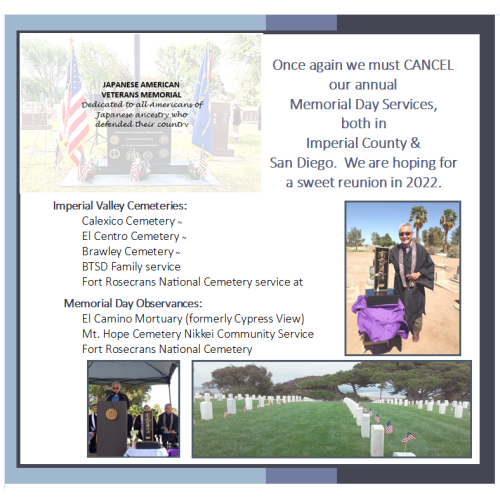 2021 Memorial Services Cancelled this May