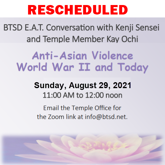 RESCHEDULED: Anti-Asian Violence: A Zoom Conversation, NOW August 29, at 11:00 a.m.