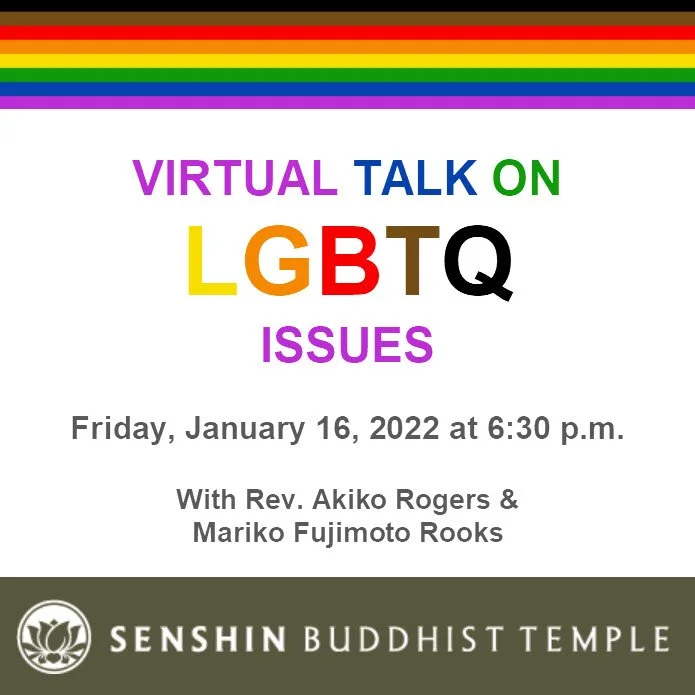 Buddhism and LGBTQ Issues, Friday, January 14, 6:30 p.m.